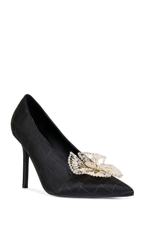 CARMENZA-BLACK FLORAL STILETTO PUMP