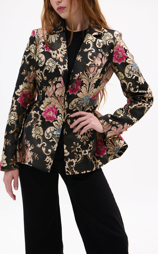 CASHA-BLACKMULTI BROCADE BLAZER JACKET