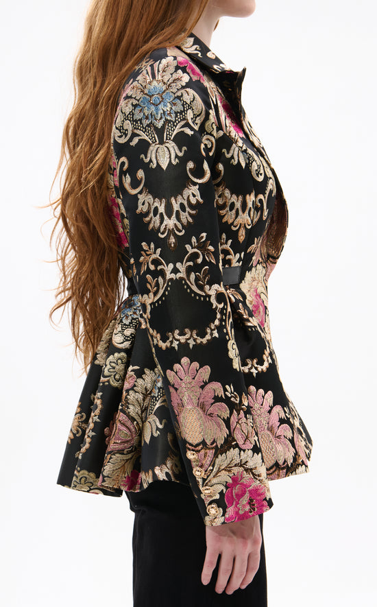 CASHA-BLACKMULTI BROCADE BLAZER JACKET