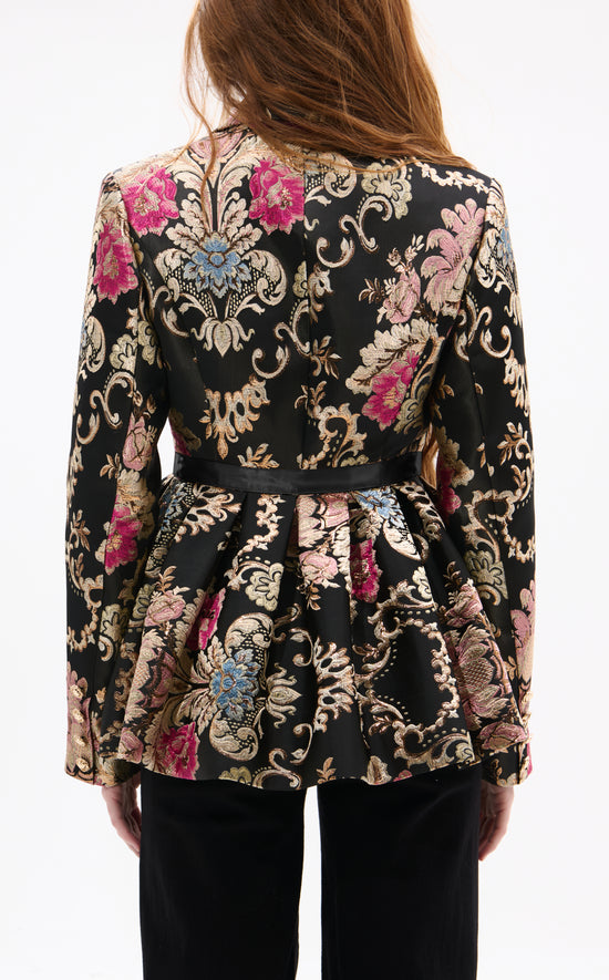 CASHA-BLACKMULTI BROCADE BLAZER JACKET