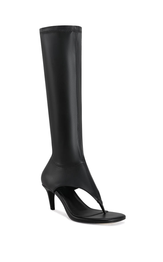 CECILE-BLACK STILETTO SANDAL BOOT