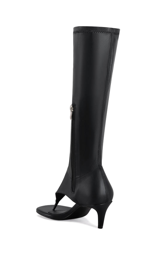 CECILE-BLACK STILETTO SANDAL BOOT