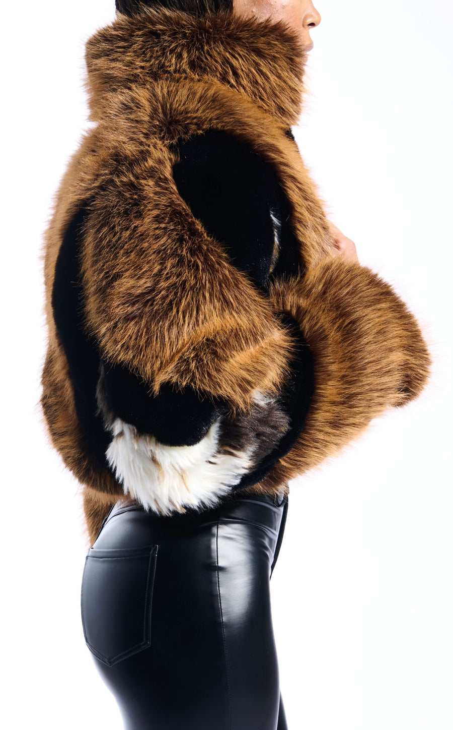 CHIARA-BROWN FAUX FUR JACKET