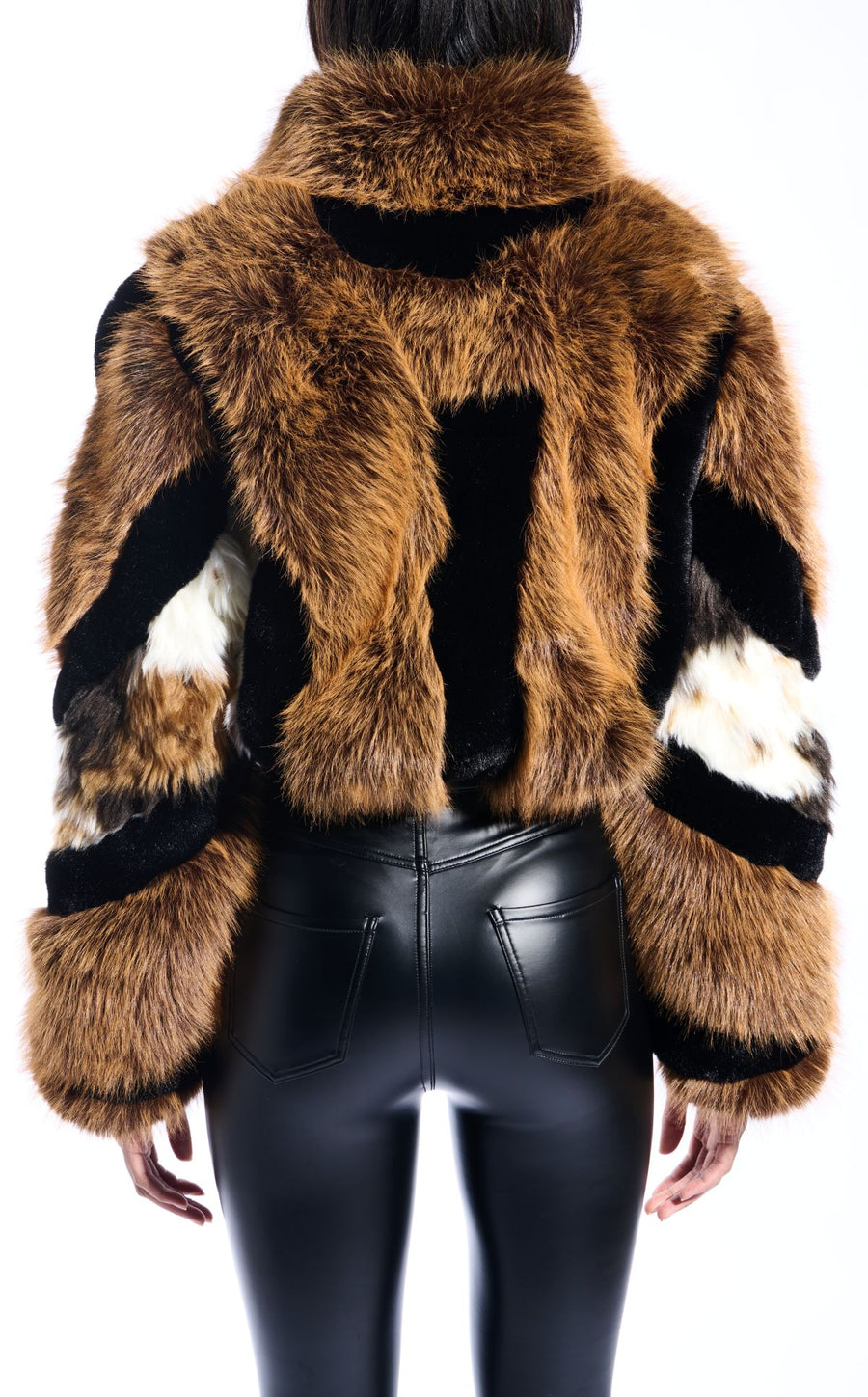 CHIARA-BROWN FAUX FUR JACKET