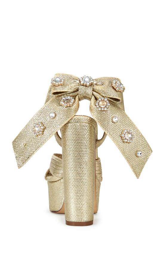 CRAWLEY-GOLD PLATFORM HEELED SANDAL