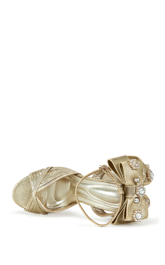 CRAWLEY-GOLD PLATFORM HEELED SANDAL