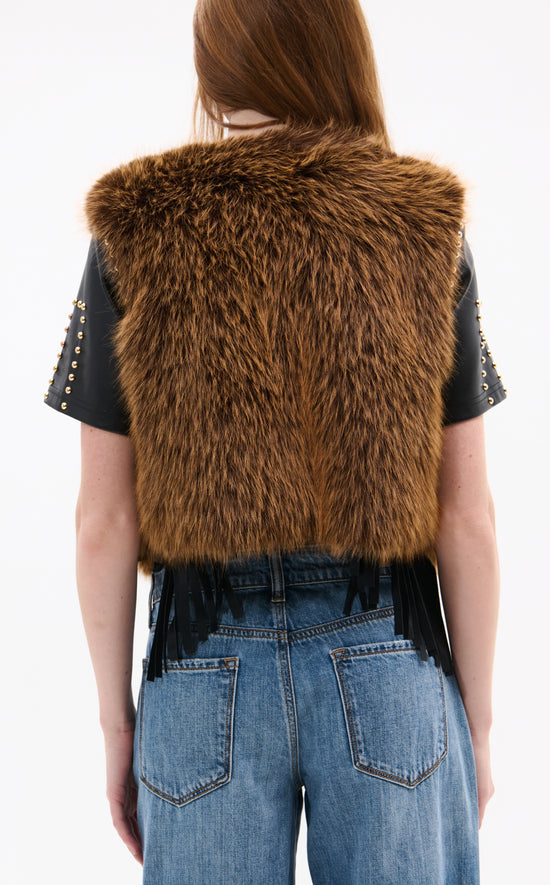DEDRA-BROWN FAUX FUR VEST
