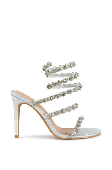DELICACY-SILVER WRAP STILETTO SANDAL