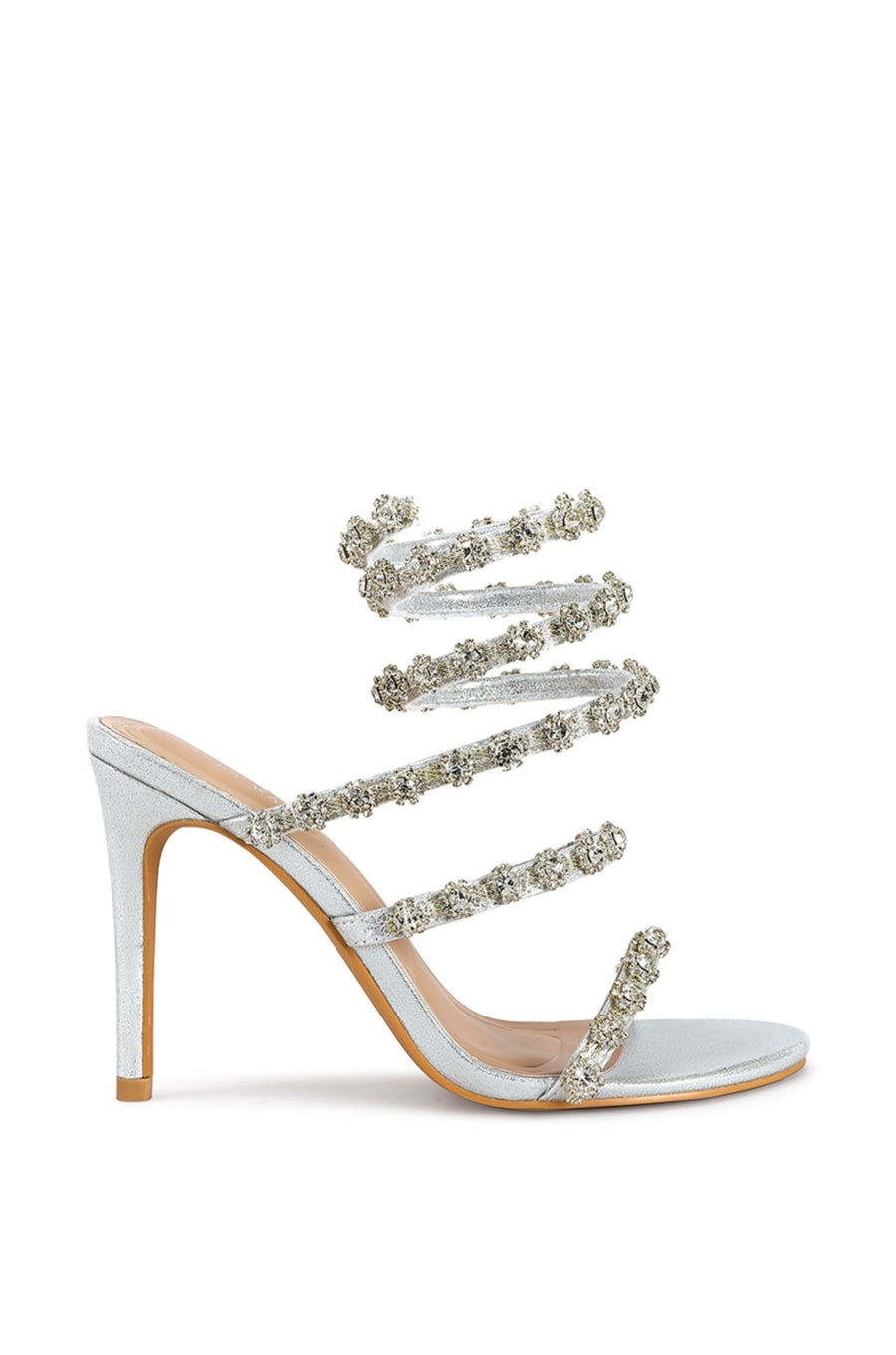 DELICACY-SILVER WRAP STILETTO SANDAL