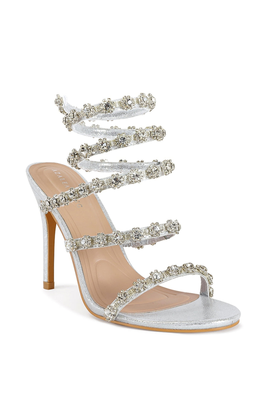 DELICACY-SILVER WRAP STILETTO SANDAL