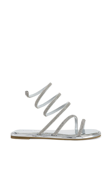 DOUBLEDELIGHT-SILVER WRAP FLAT SANDAL