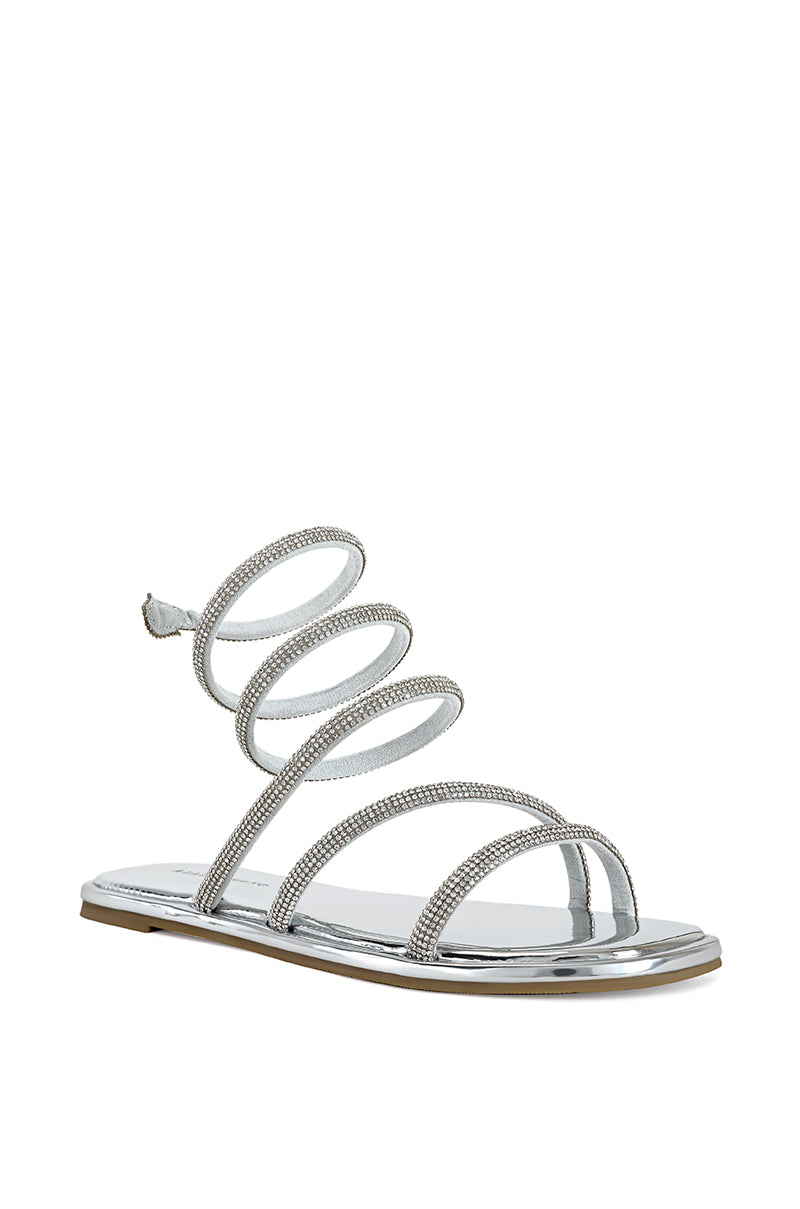 DOUBLEDELIGHT-SILVER WRAP FLAT SANDAL