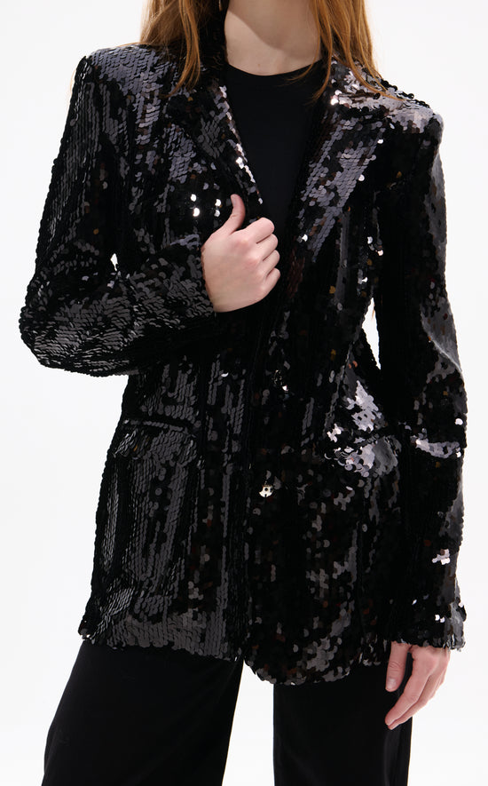 DUBAI-BLACK SEQUIN BLAZER