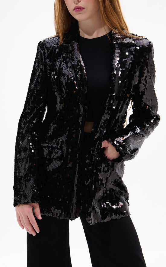 DUBAI-BLACK SEQUIN BLAZER