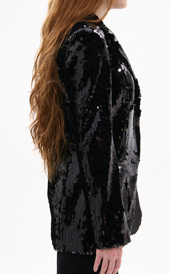 DUBAI-BLACK SEQUIN BLAZER