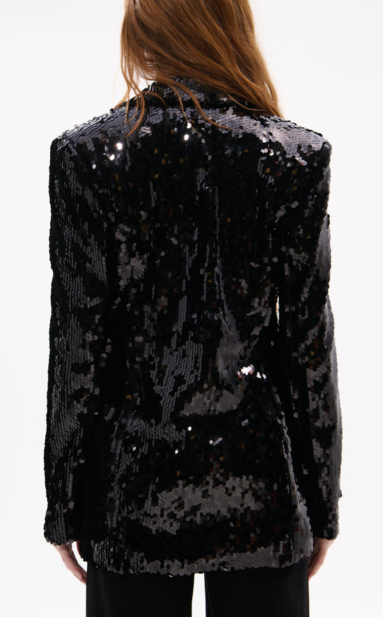 DUBAI-BLACK SEQUIN BLAZER