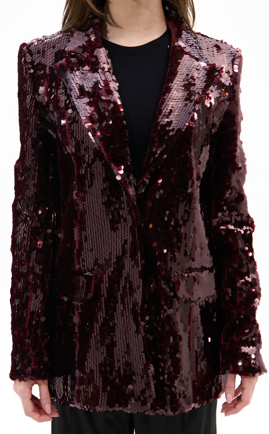 DUBAI-BURGUNDY SEQUIN BLAZER