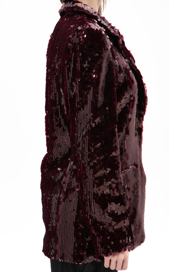 DUBAI-BURGUNDY SEQUIN BLAZER