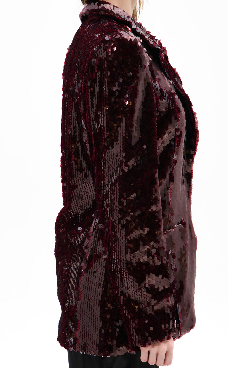 DUBAI-BURGUNDY SEQUIN BLAZER
