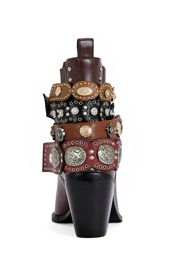 DUSAN-CHOCOLATE BELTED WESTERN BOOTIE