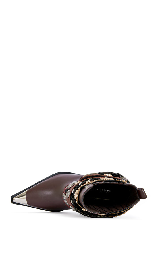 DUSAN-CHOCOLATE BELTED WESTERN BOOTIE