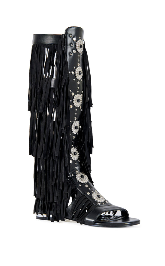 DUSTINE-BLACK FLAT SANDAL | AZALEA WANG