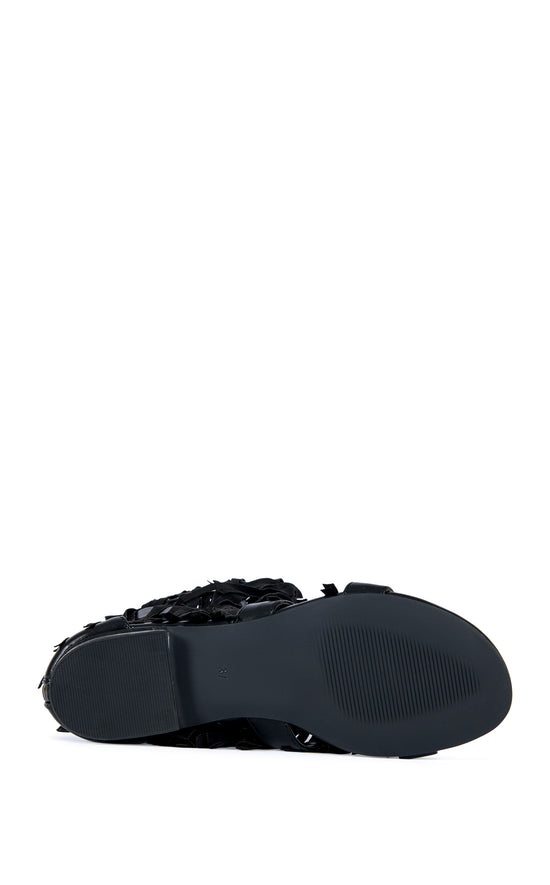 DUSTINE-BLACK FLAT SANDAL | AZALEA WANG