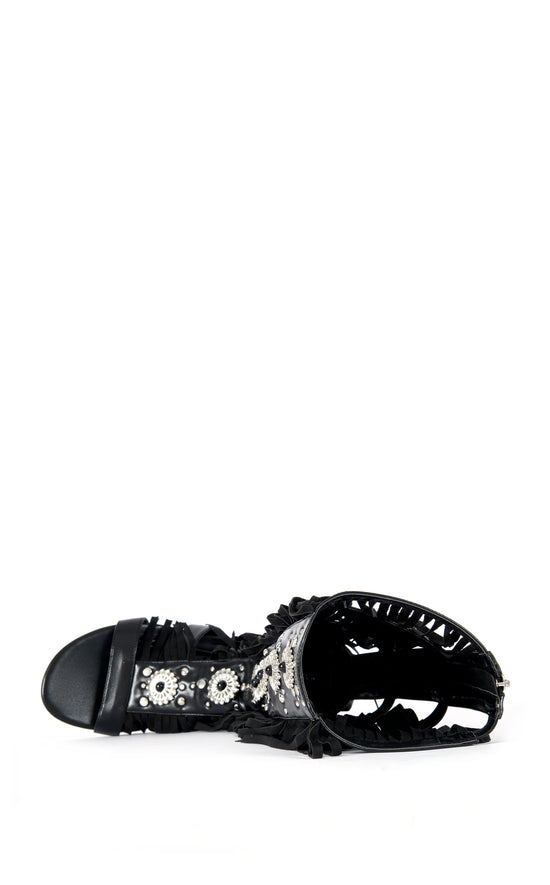 DUSTINE-BLACK FLAT SANDAL | AZALEA WANG