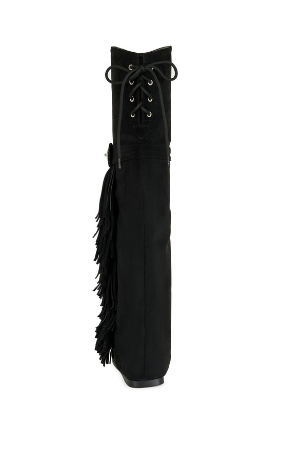 EDMUND-BLACK FLAT MOCCASIN BOOT