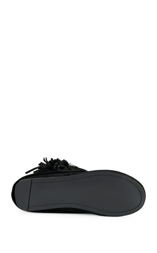 EDMUND-BLACK FLAT MOCCASIN BOOT