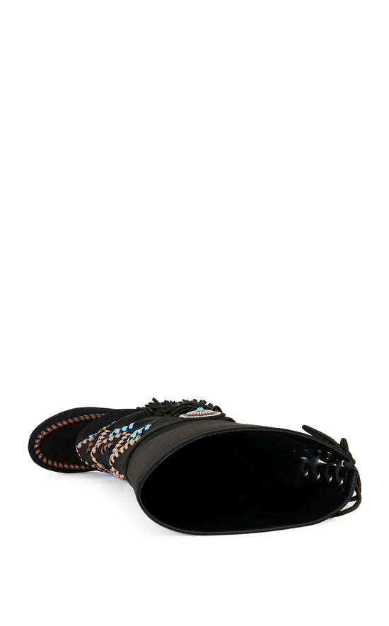 black flat dress boots Loeffler Randall Tilly Boot in Signature Tommy Hilfiger branding adds a touch of elegance EDMUND-BLACK FLAT Moccasin Boot