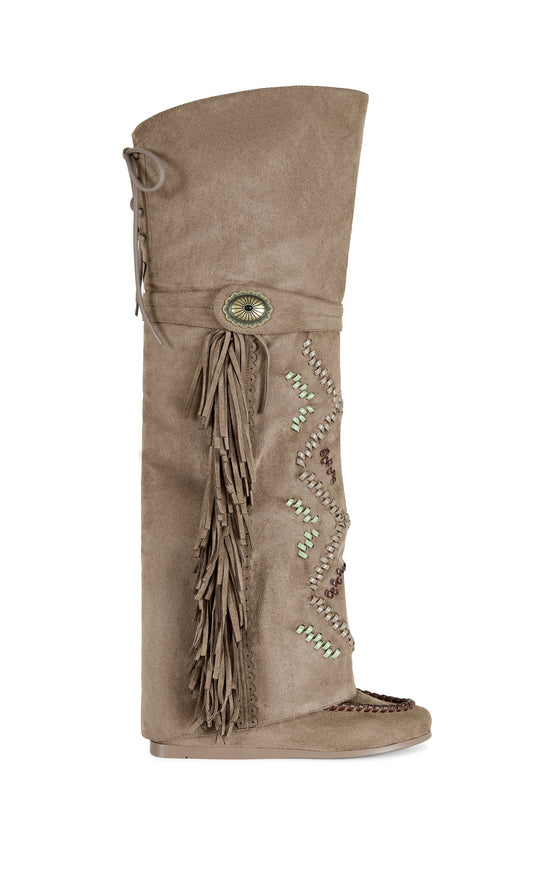 EDMUND-BROWN FLAT MOCCASIN BOOT
