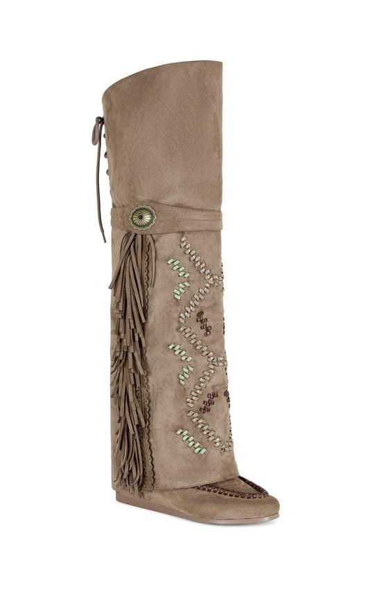 EDMUND-BROWN FLAT MOCCASIN BOOT