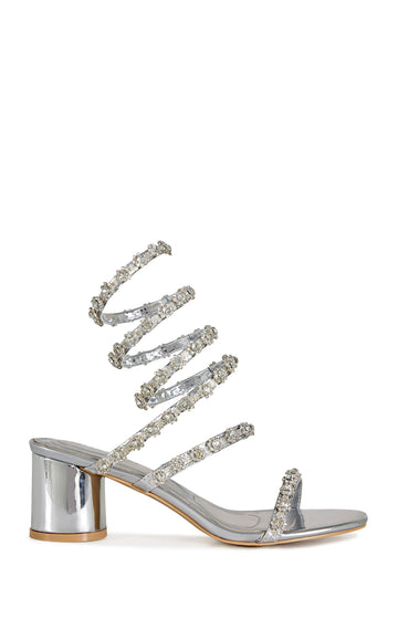 EMILIANO-SILVER WRAP BLOCK SANDAL