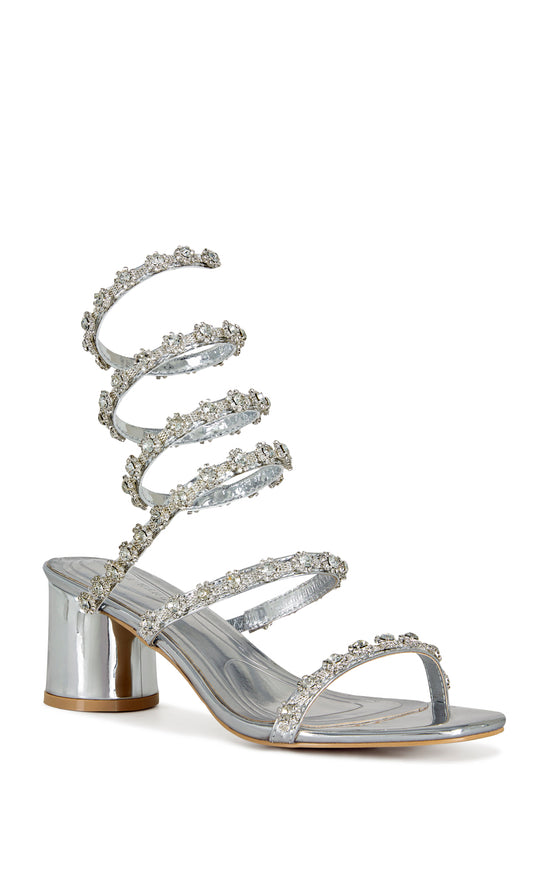 EMILIANO-SILVER WRAP BLOCK SANDAL