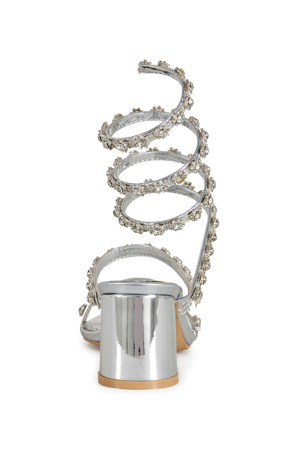 EMILIANO-SILVER WRAP BLOCK SANDAL