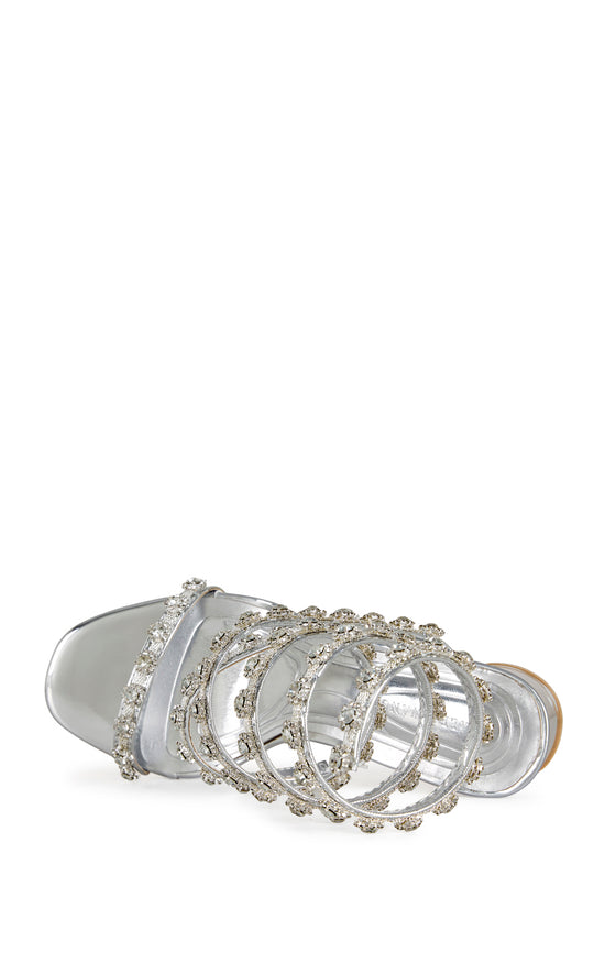 EMILIANO-SILVER WRAP BLOCK SANDAL
