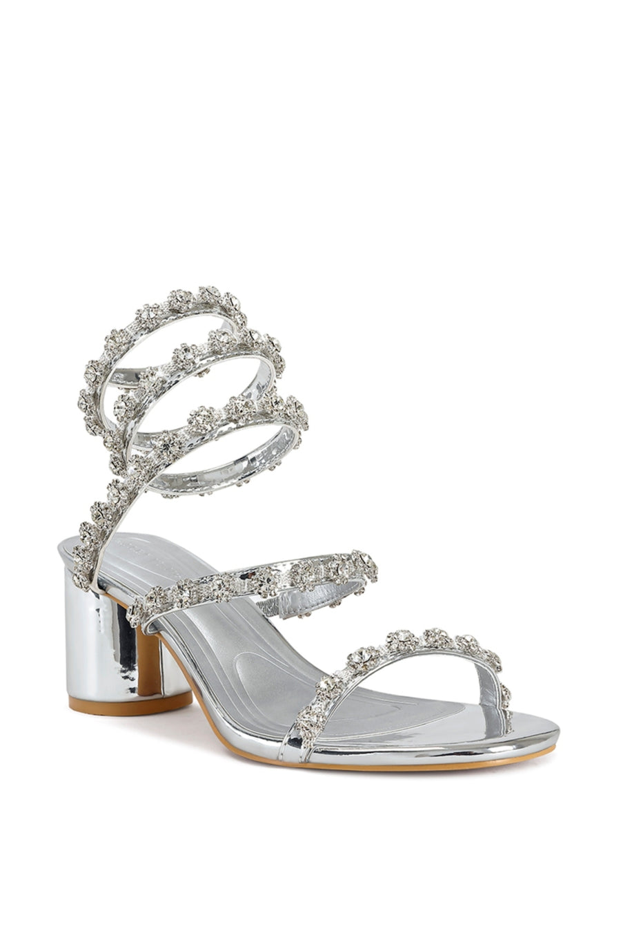 EMILIANO-SILVER WRAP BLOCK SANDAL