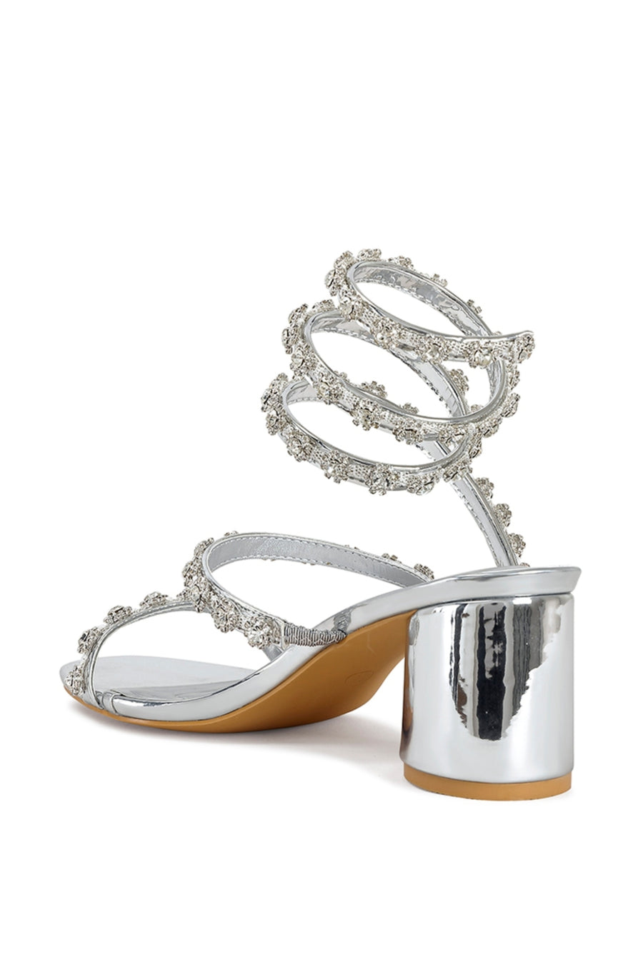 EMILIANO-SILVER WRAP BLOCK SANDAL