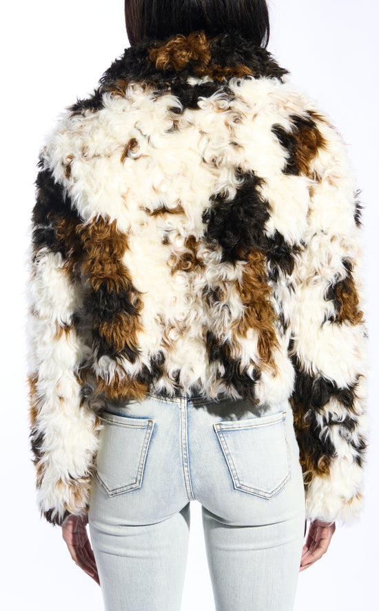 ENORA-CREAMMULTI FAUX FUR JACKET | AZALEA WANG