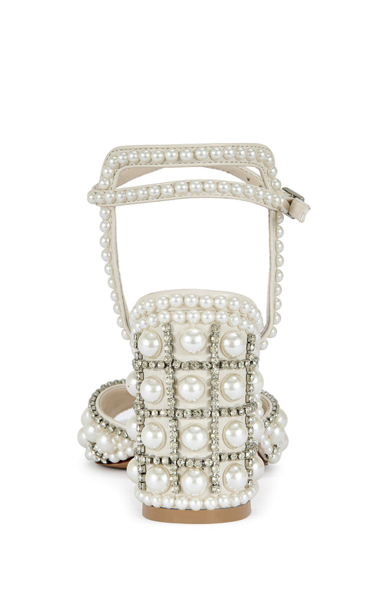 ESTEVA-WHITE PEARL BLOCK HEEL SANDAL