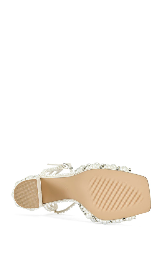 ESTEVA-WHITE PEARL BLOCK HEEL SANDAL