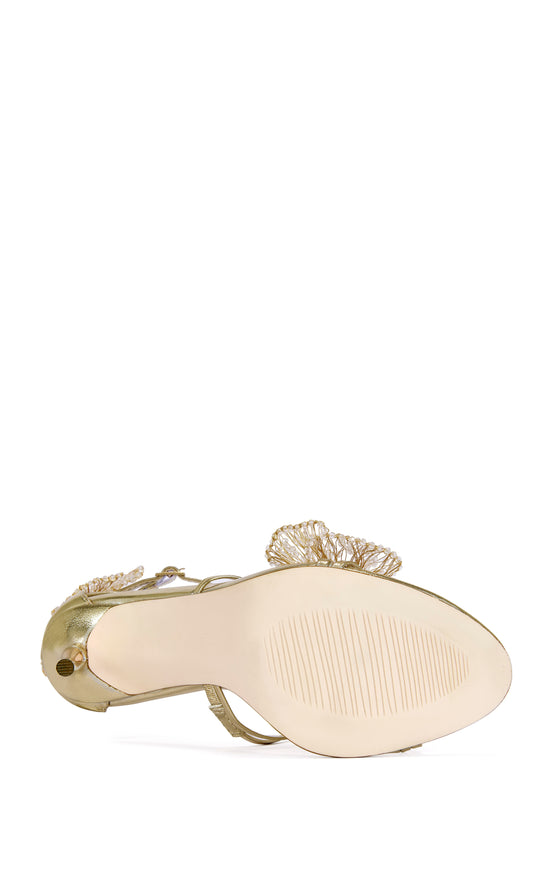 EVANTHE-GOLD FLORAL STILETTO SANDAL