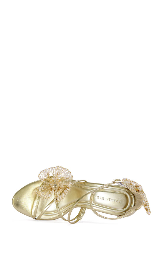 EVANTHE-GOLD FLORAL STILETTO SANDAL