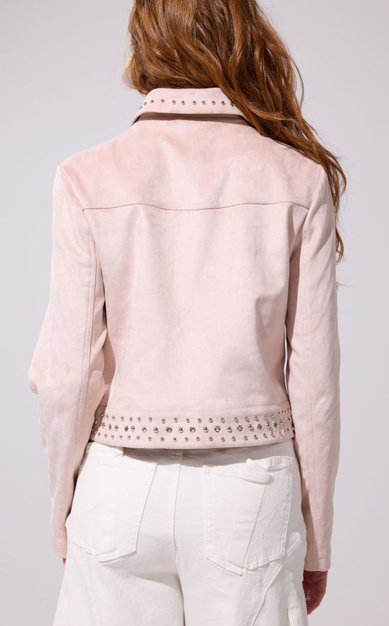 FINLEE-BLUSH FRINGE SUEDE JACKET