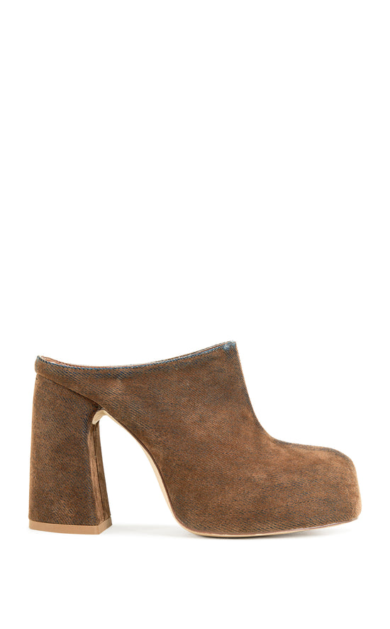 FLOREA-BROWNDENIM PLATFORM MULE