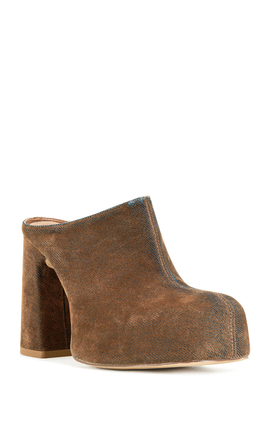 FLOREA-BROWNDENIM PLATFORM MULE