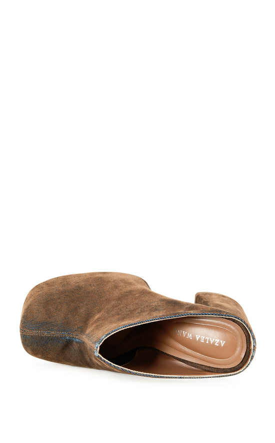 FLOREA-BROWNDENIM PLATFORM MULE