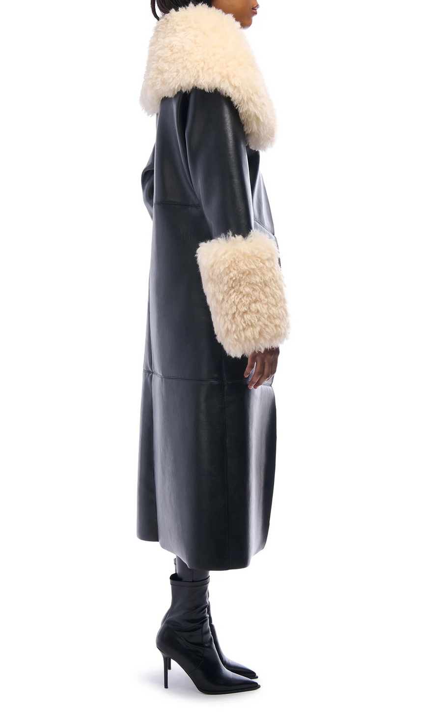 FLUFFY-TRENCH-BLACK FAUX FUR JACKET