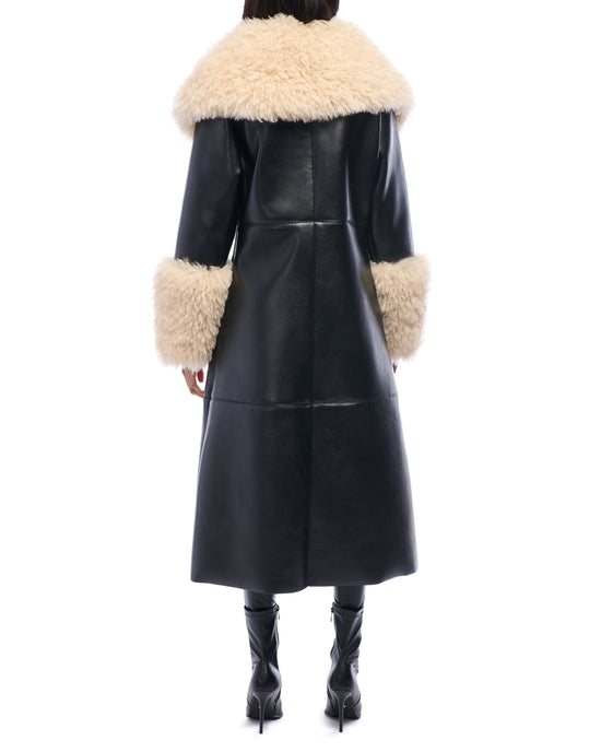 FLUFFY-TRENCH-BLACK FAUX FUR JACKET